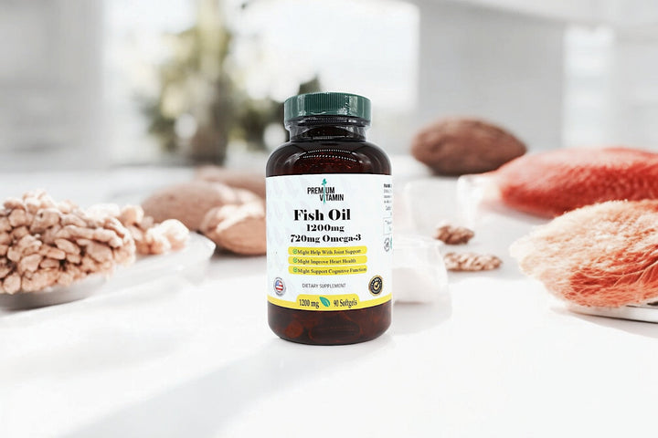 Fish oil capsules and omega-3-rich foods that promote hair growth