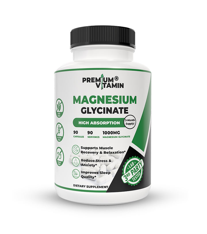 Magnesium Glycinate 1000mg | 100% Chelated & Purified | Supplement for Sleep, Heart & Muscle Support | Premium Vitamin