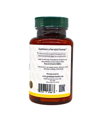 L-Glutathione Reduced capsules made with vegetable cellulose for easy digestion