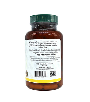 Premium Vitamin L-Tyrosine 500mg bottle for cognitive support