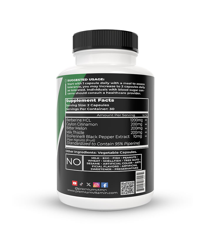 Berberine 1200mg Supplement - Vegetable Capsules - Premium Vitamin